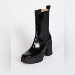 Intentionally Blank Celeste Leather Bossy Platform Chelsea Boots Black Size 36